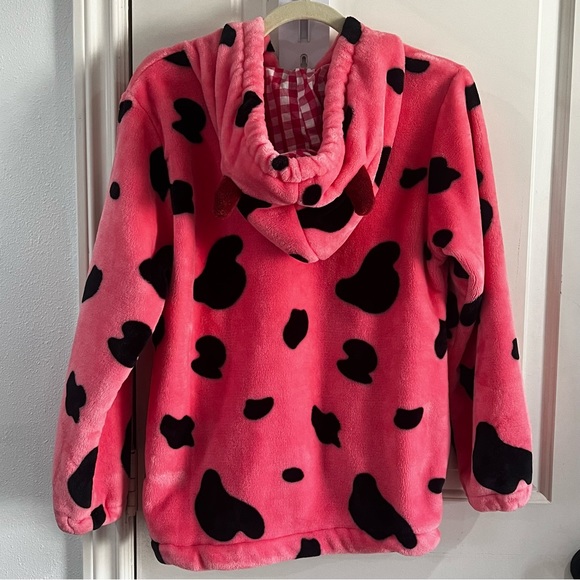 Super Cute Kawaii fleece pink cow pajama lounge set size S/M - Picture 4 of 15